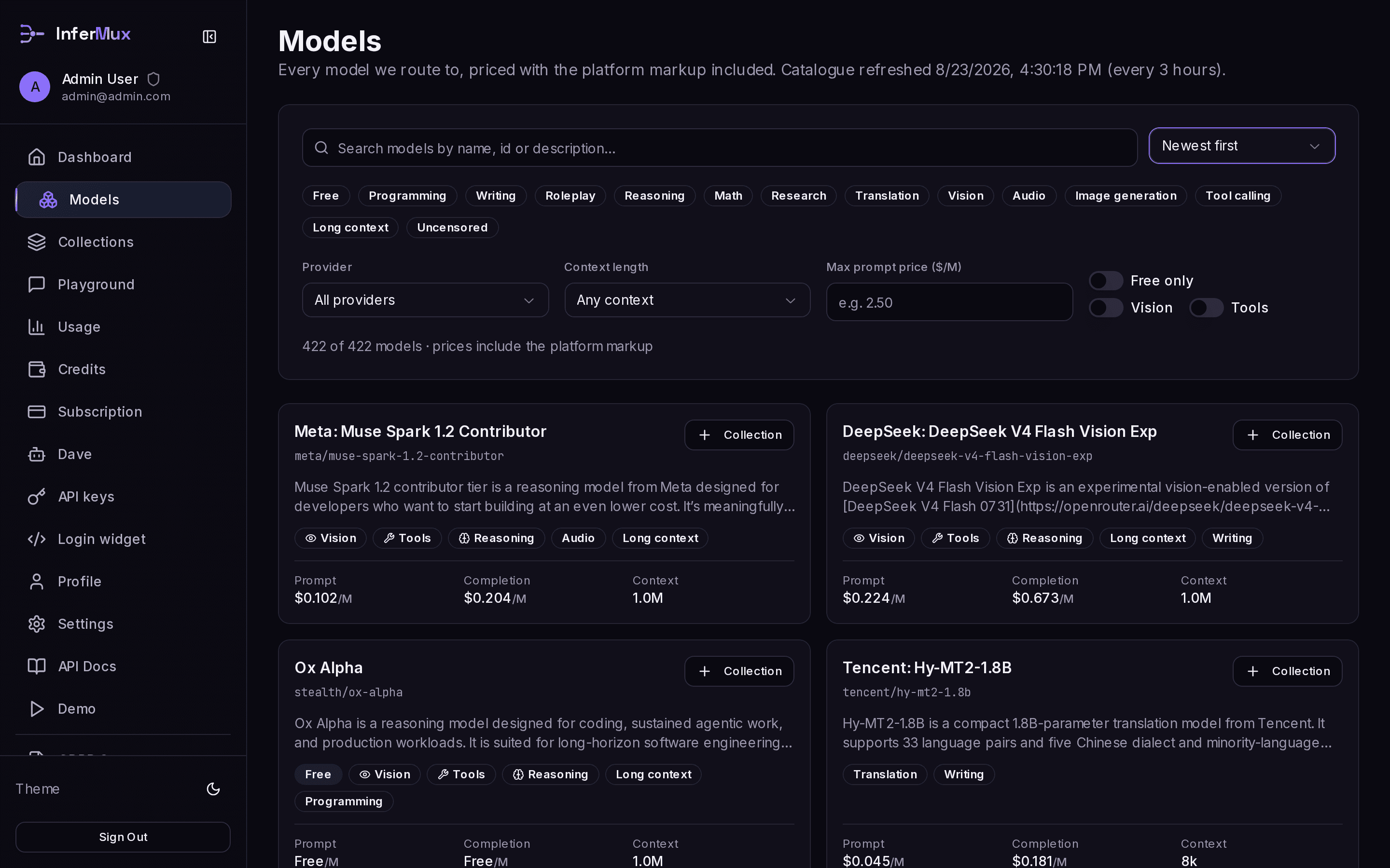 Every model, priced and filterable